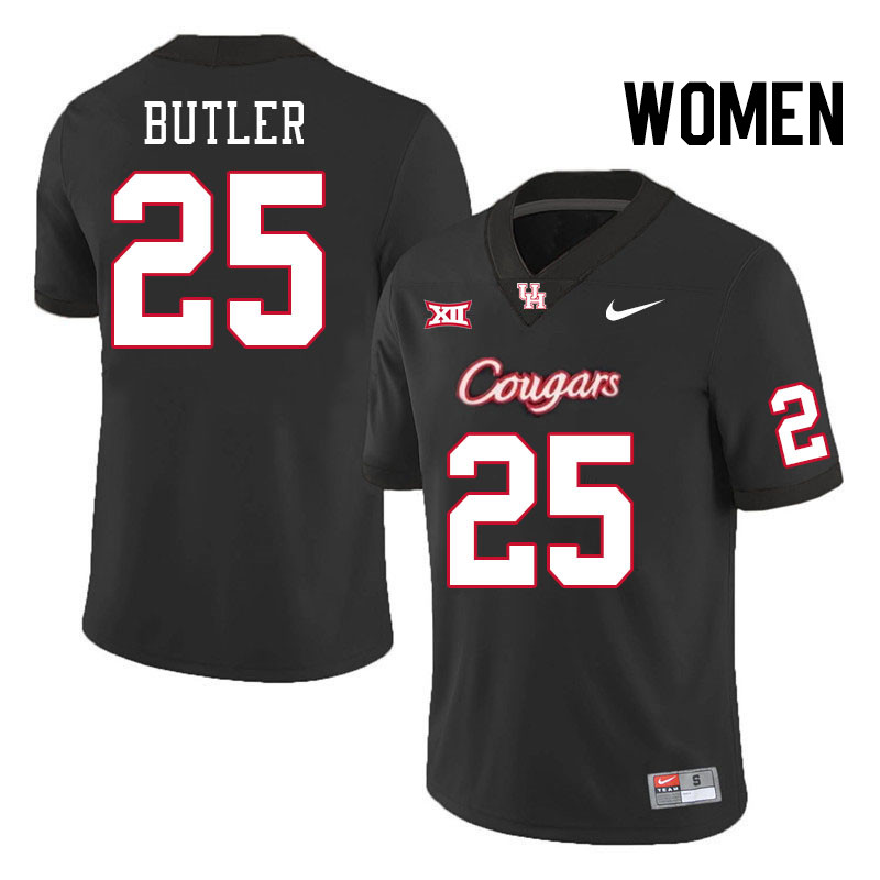 Women #25 DJ Butler Houston Cougars College Football Jerseys Stitched-Black